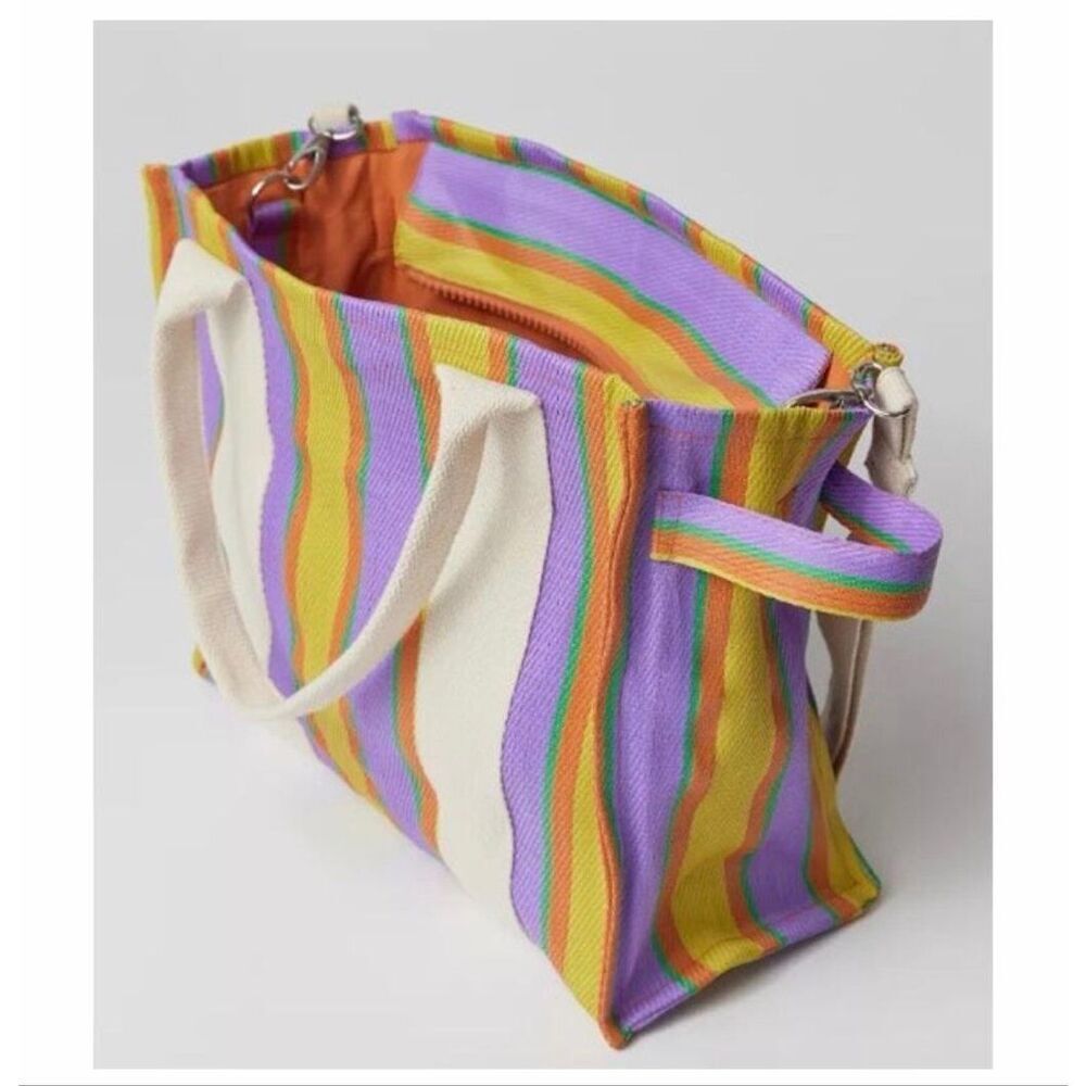 BDG Urban Outfitters Serena Mesh Tote Bag Purple Orange Striped